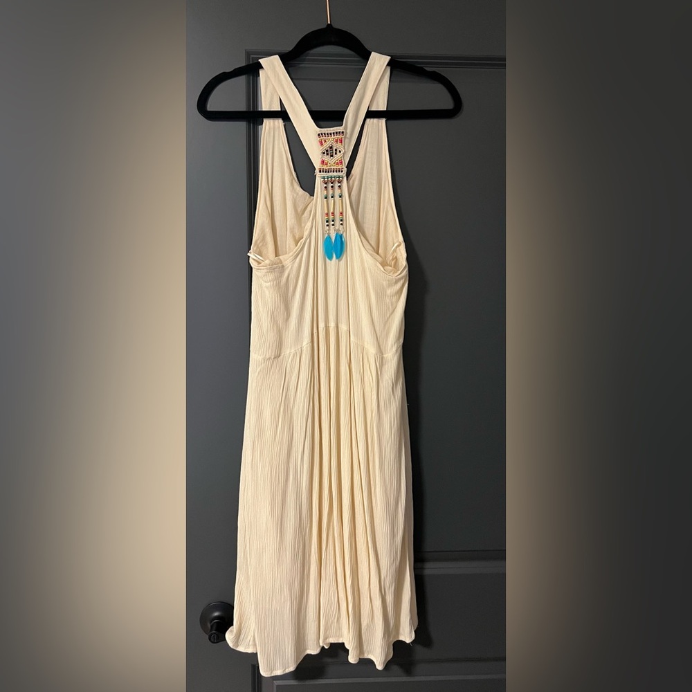 Neiman Marcus Cream Halter Sundress With Hand Beaded Detail Size L